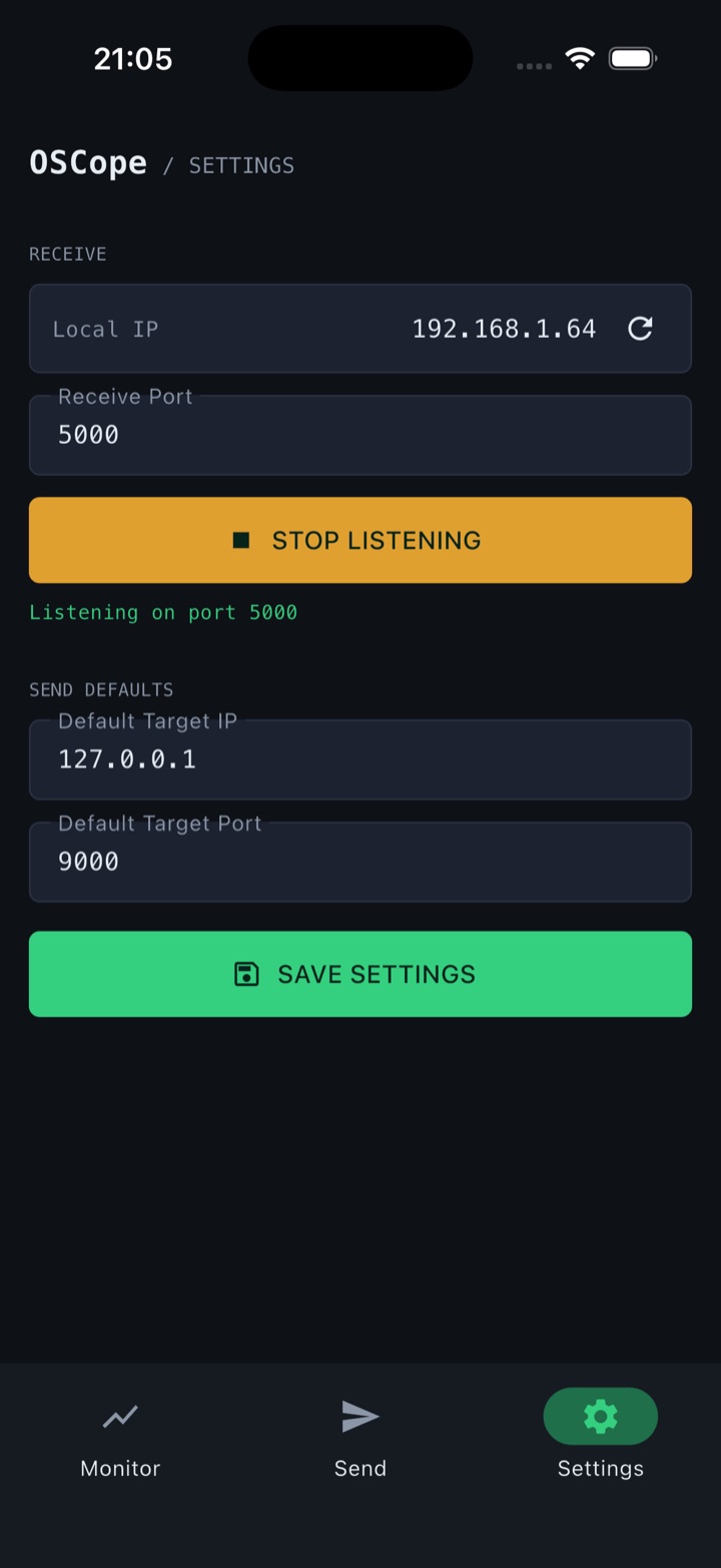 OSCope Settings